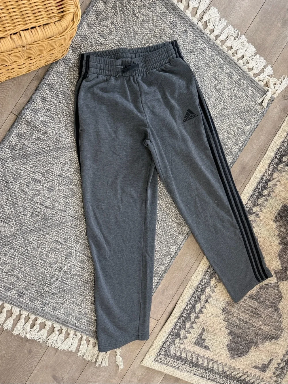 adidas Charcoal Gray Men's Joggers with Black Side Stripes Small *Flawed*